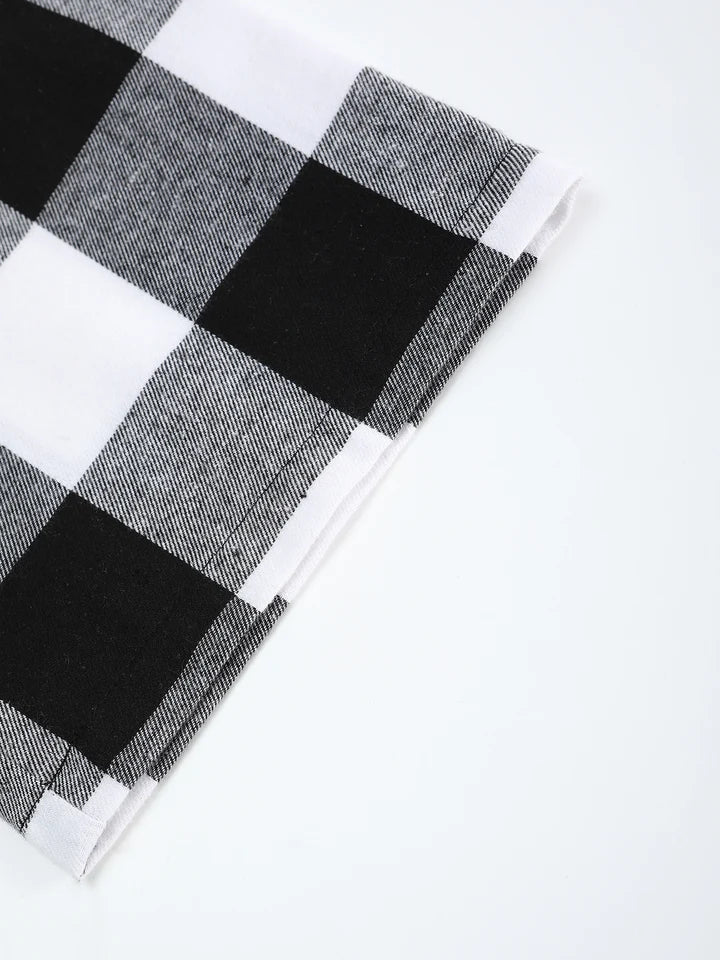 Men's Plaid Elastic Waist Casual Pants Summer Loose Straight Loungewear Pajama Trousers