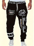 Fashionable Summer Men's Personalized Letter Graffiti Printed Comfortable Breathable Pants Outdoor Street Style Drawstring Pants