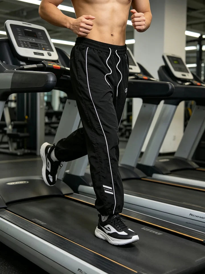 Men's Lightweight Quick-Dry Striped Logo Printed Joggers with Drawstring Streetwear Pants for Gym Daily Spring Summer