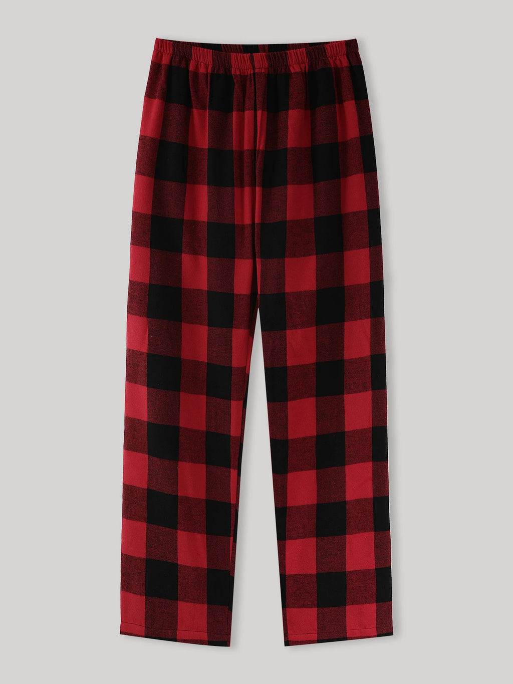 Men's Plaid Elastic Waist Casual Pants Summer Loose Straight Loungewear Pajama Trousers