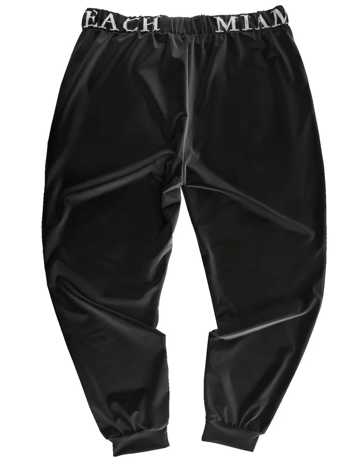 Fashionable Summer Men's Personalized Letter Graffiti Printed Comfortable Breathable Pants Outdoor Street Style Drawstring Pants