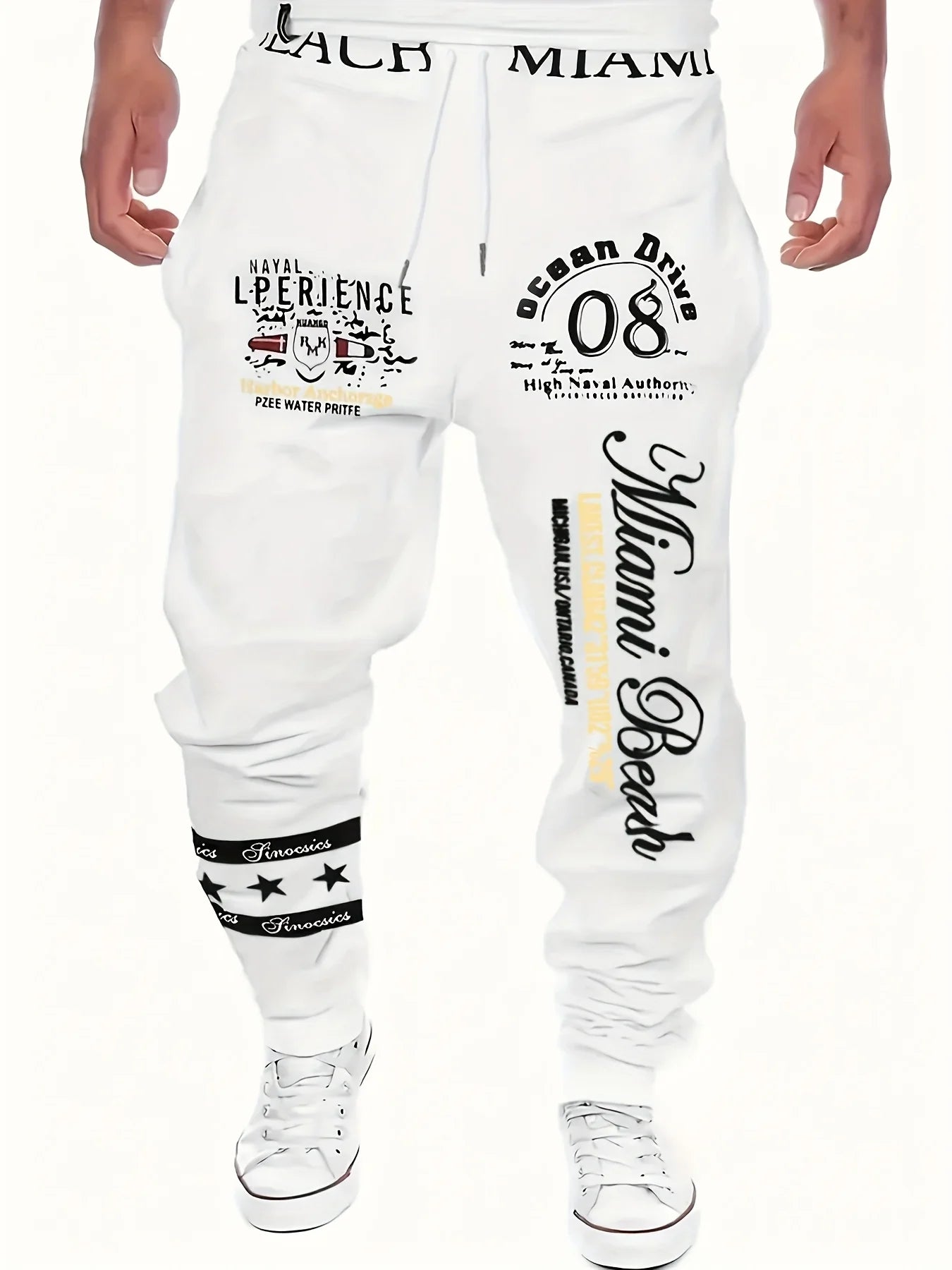 Fashionable Summer Men's Personalized Letter Graffiti Printed Comfortable Breathable Pants Outdoor Street Style Drawstring Pants